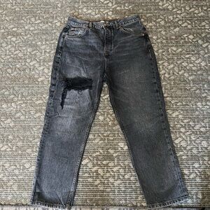 Topshop Women Black Distressed Jeans